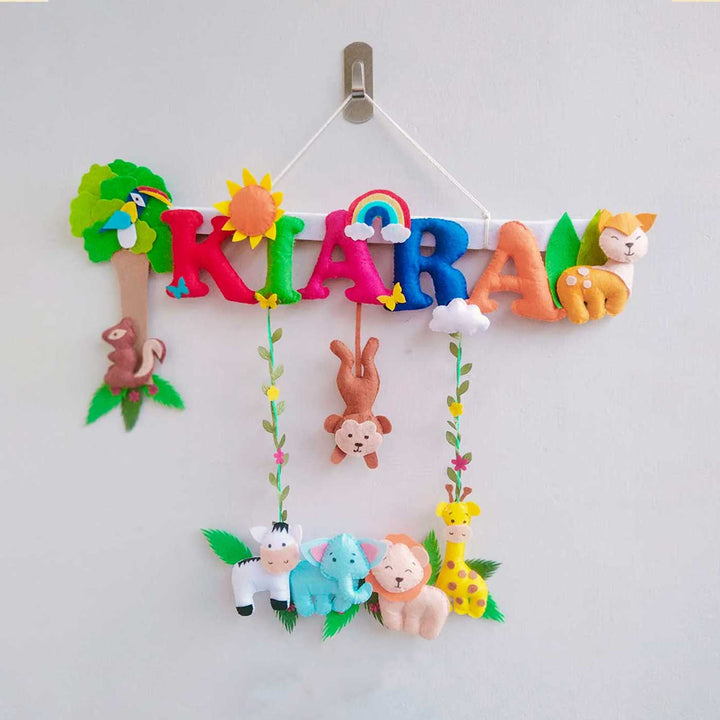 Personalized Jungle Theme Felt Kids Name Plate