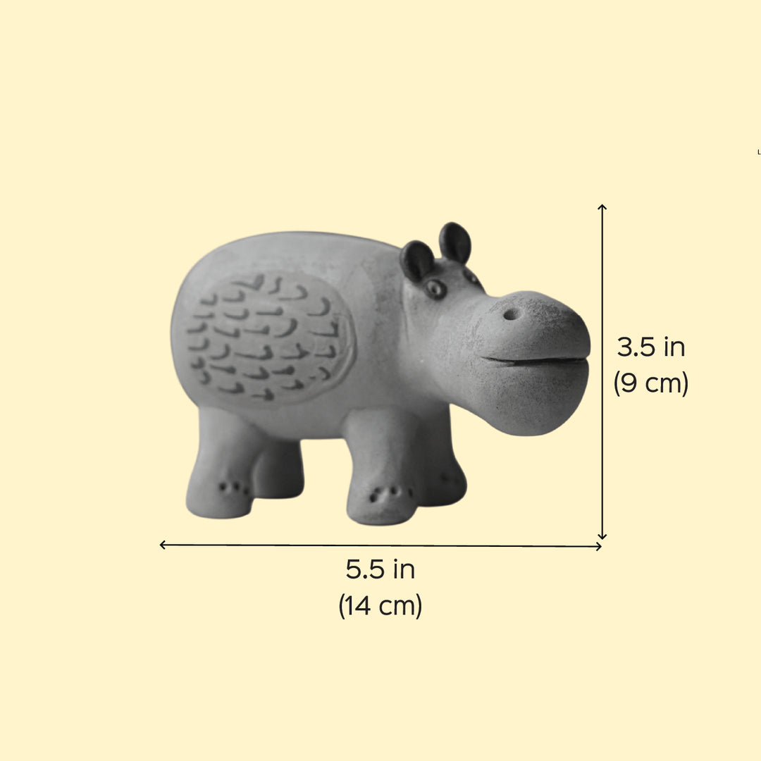 Handmade Nerikomi Ceramic Hippo Figurine
