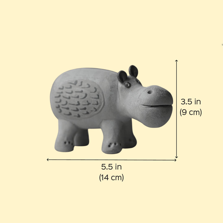 Handmade Nerikomi Ceramic Hippo Figurine