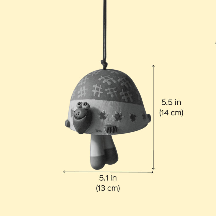 Handmade Nerikomi Ceramic Turtle Bell Hanging