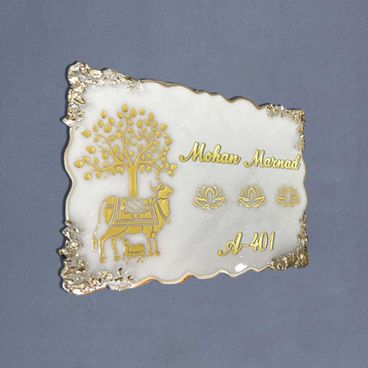 Personalized Kamadhenu Theme Resin Name Plate