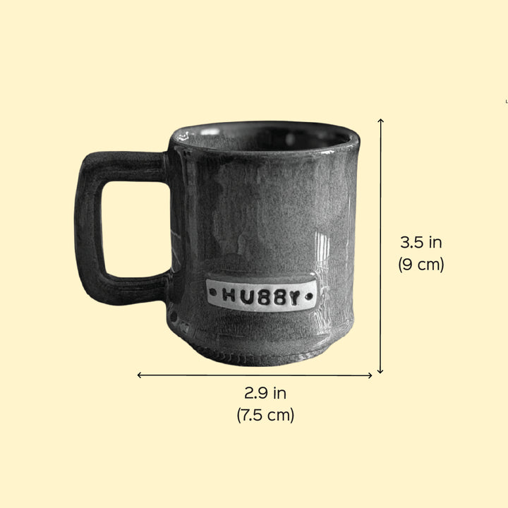 Handcrafted Blue  Hubby & Wifey Ceramic Mug | Set of 2