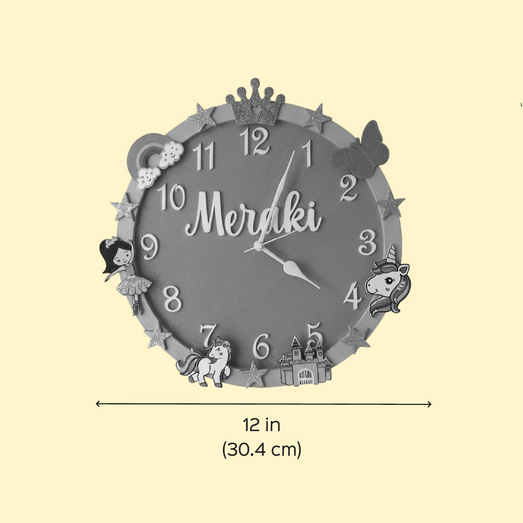 Personalised Princess Castle Kids Wall Clock | 12 inch