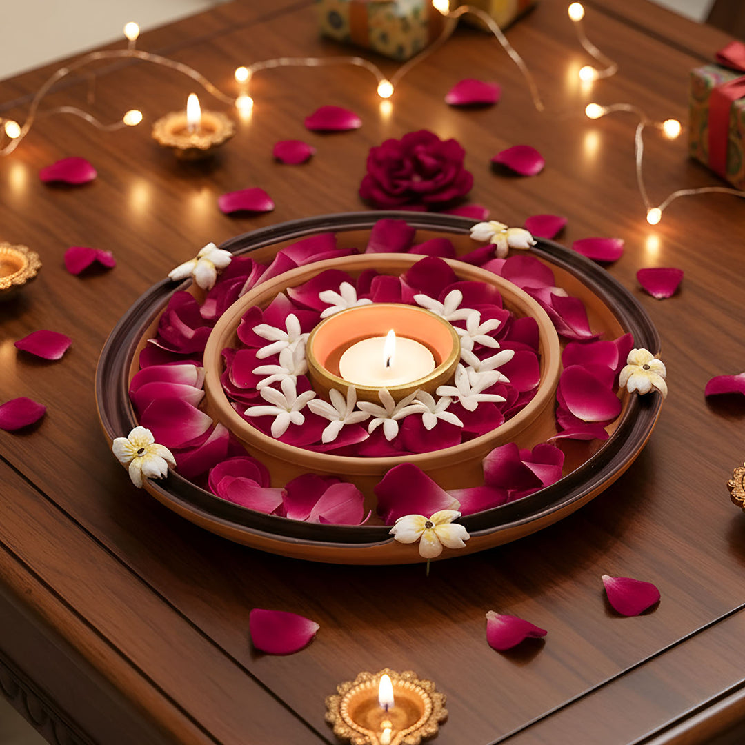 Handmade Decorative Floral Terracotta Urli