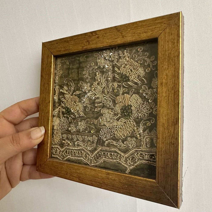 Handcrafted Zardozi Glass & MDF Frame Coasters I Set of 2