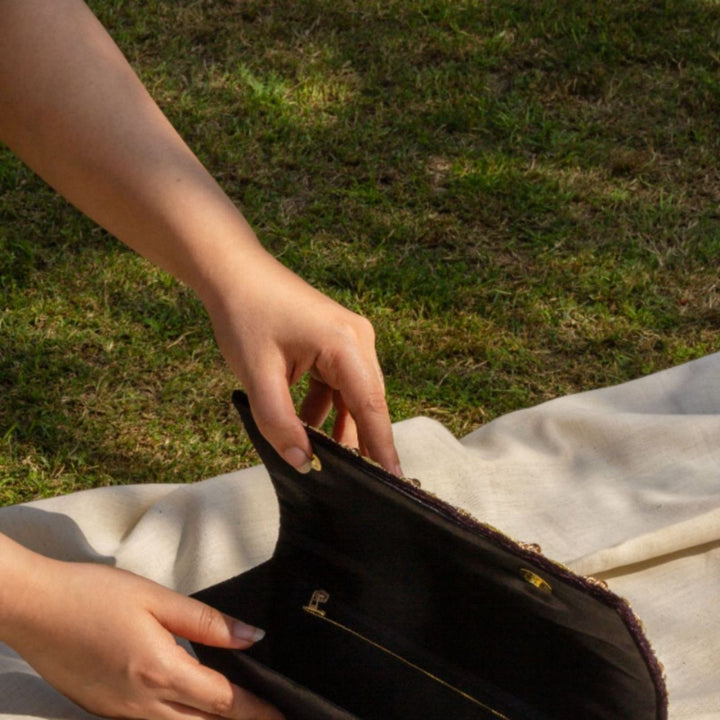 Jhoomar Handcrafted Zardozi Clutch Purse