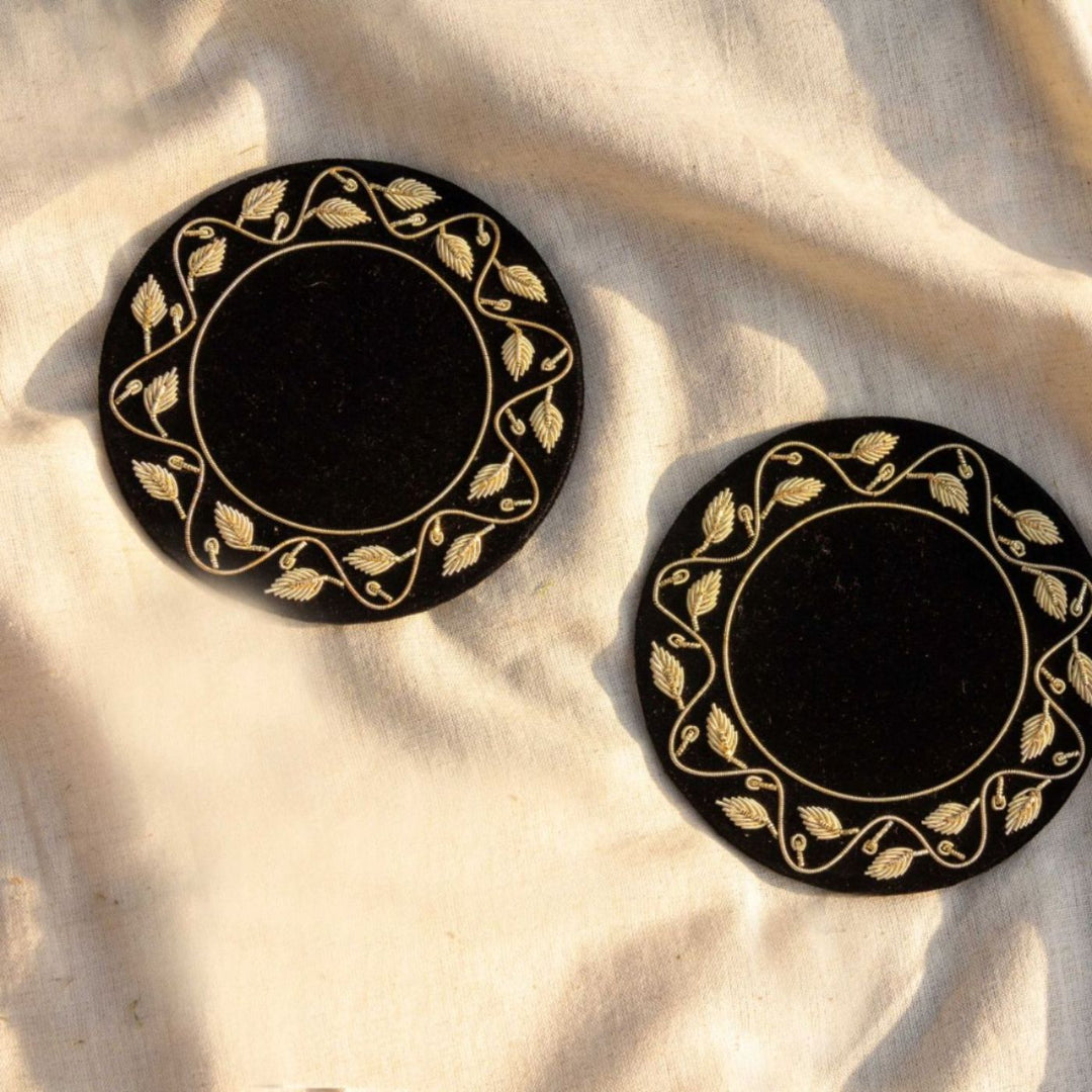Kusum Handcrafted Zardozi Velvet Coasters I Set of 2