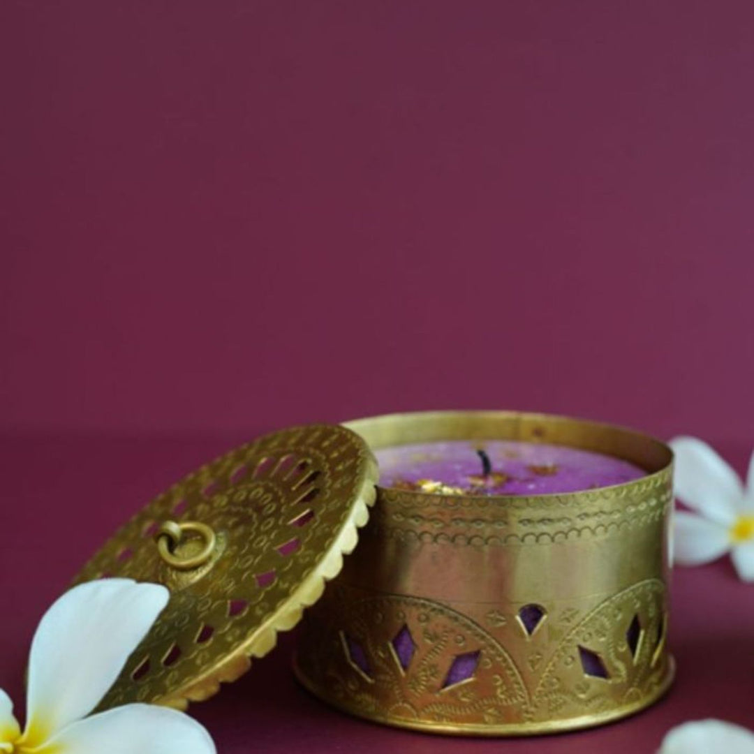 Handcrafted Brass Scented Candle with Jar Gift Box