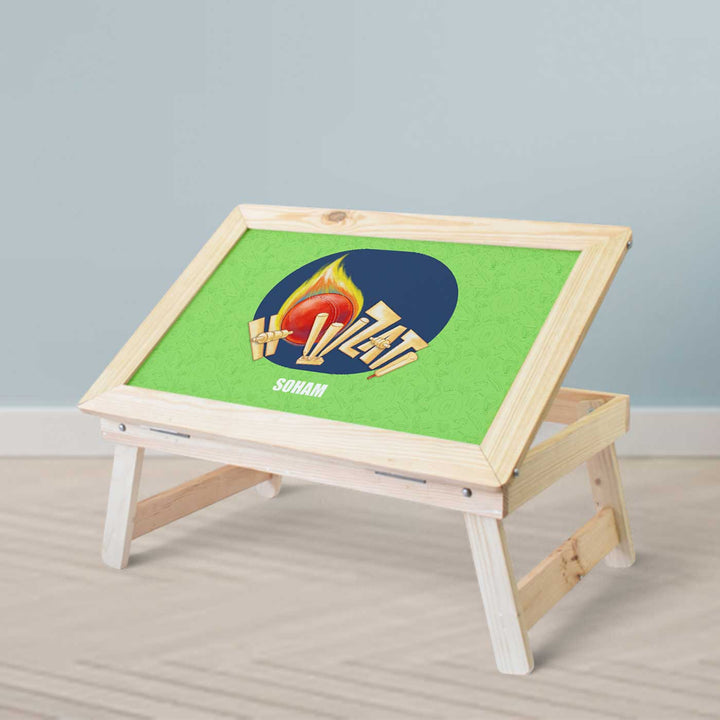 Personalized Cricket Buzz Theme Wooden Foldable Desk