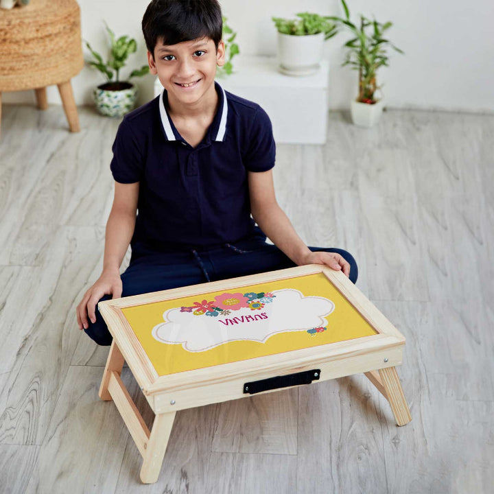Personalized Flower Power Theme Wooden Foldable Desk