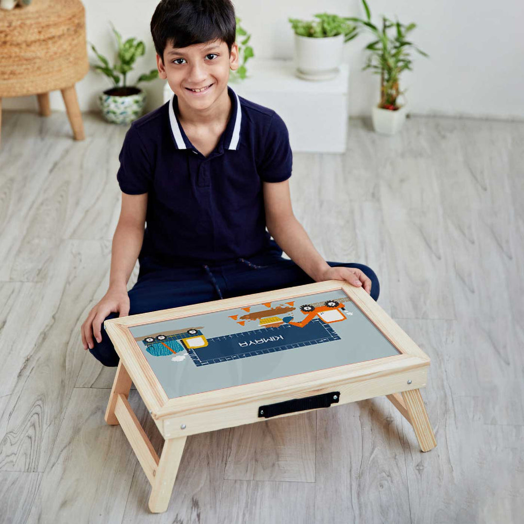 Personalized Let'S Build Theme Wooden Foldable Desk