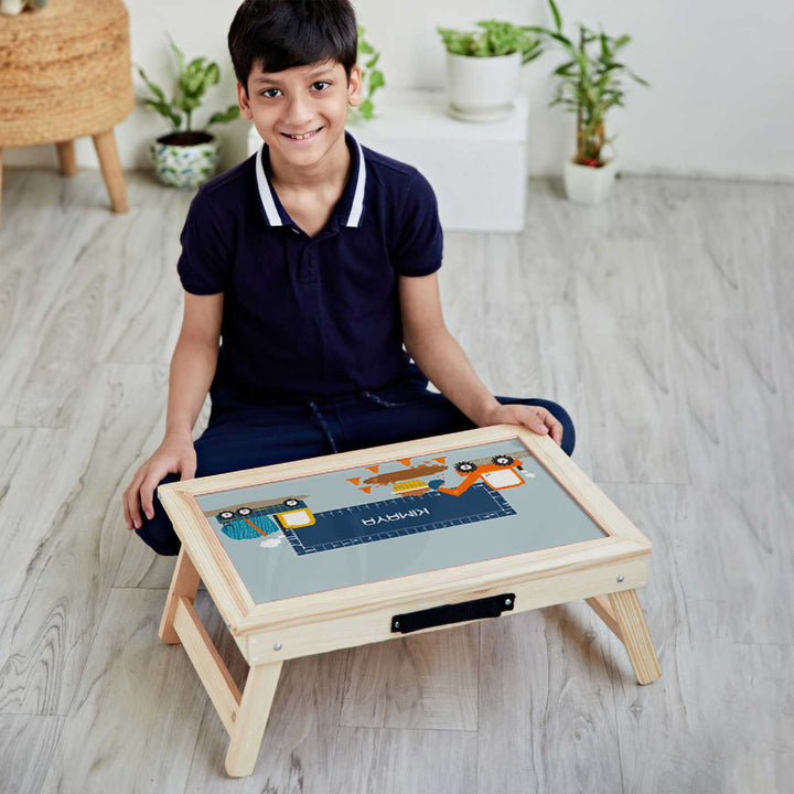 Personalized Let'S Build Theme Wooden Foldable Desk