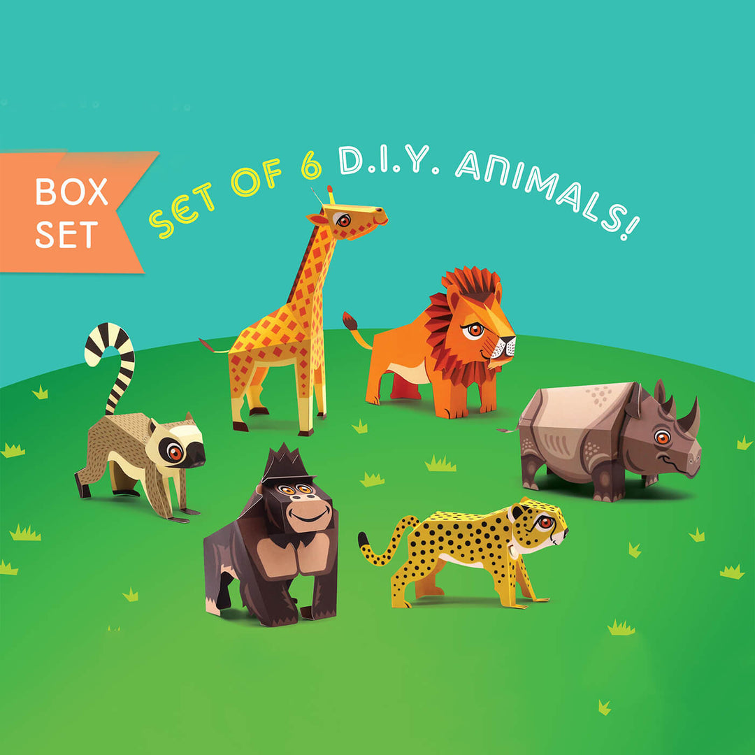 Mini Endangered Animals Paper Craft DIY Kit - Set of 6