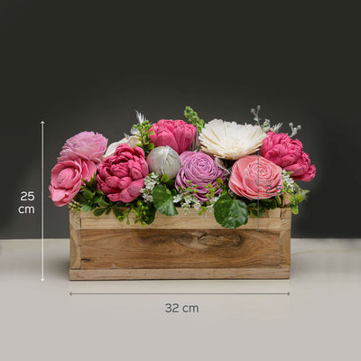 Handcrafted Solawood Flowers "Pretty in Pink" Floral Centerpiece