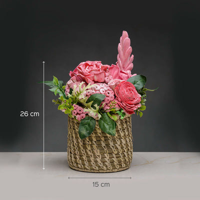 Handcrafted Solawood Flowers "Pink Perfection" Floral Arrangement