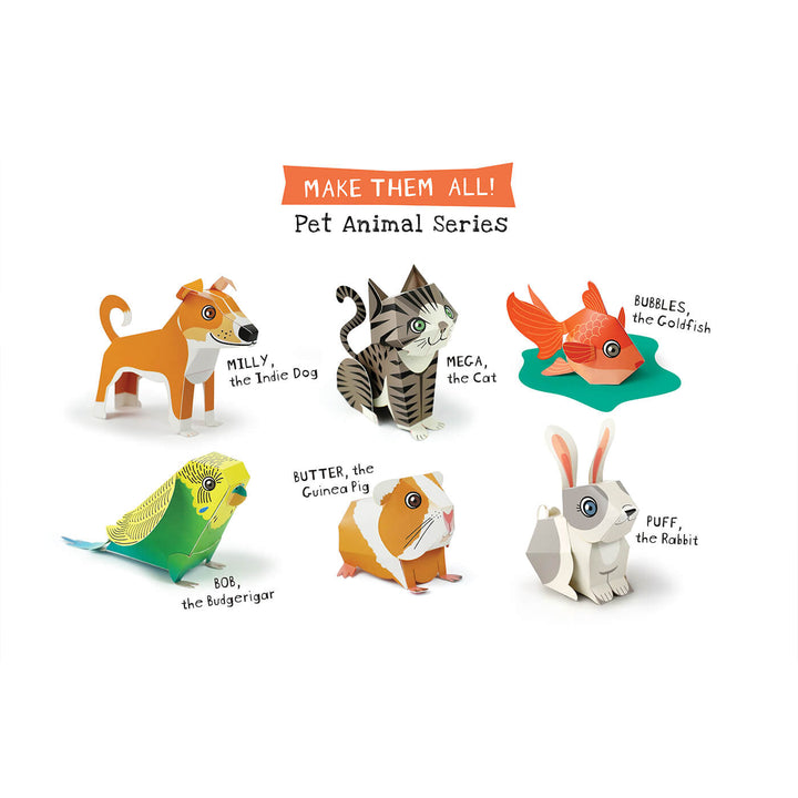 DIY Mini Pet Animals Paper Craft Kit - Set of 6