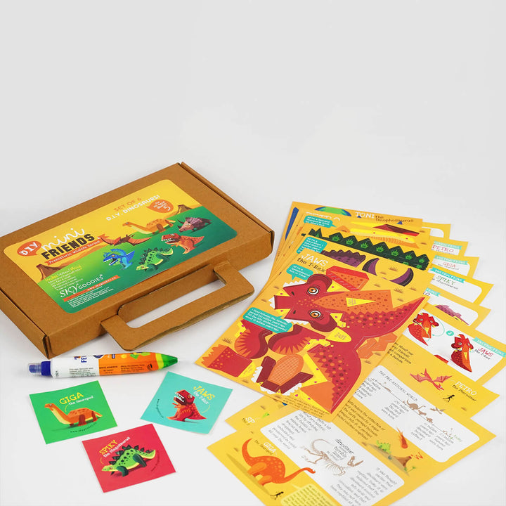 DIY Mini Prehistoric Dinosaurs Paper Craft Kit - Set of 6