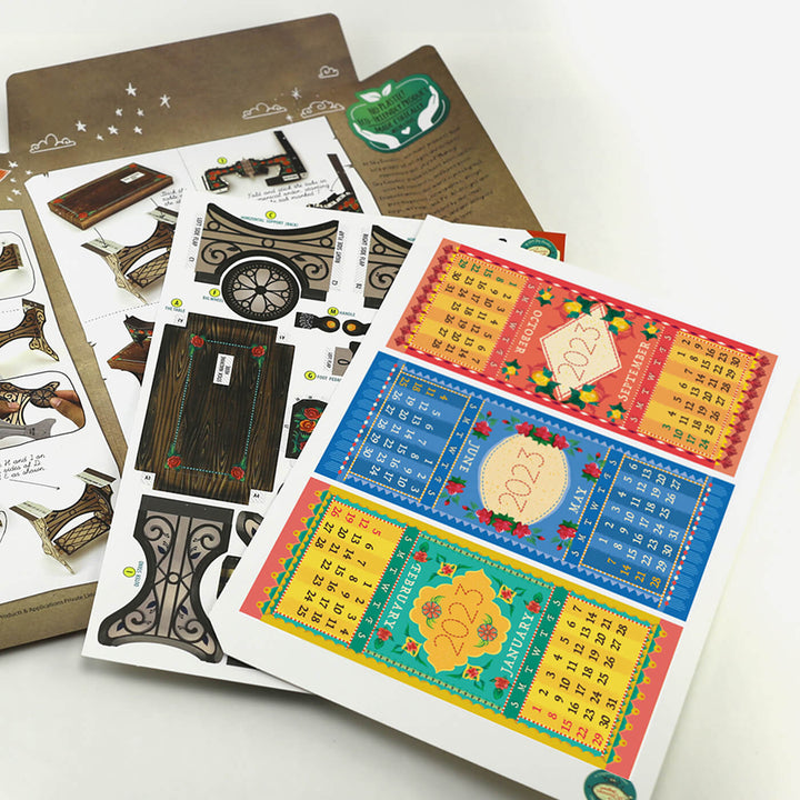 Mini Sewing Machine Desk Calendar 2025 DIY Paper Craft Kit