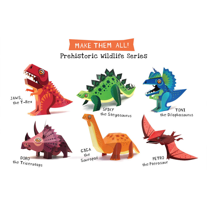 DIY Mini Prehistoric Dinosaurs Paper Craft Kit - Set of 6