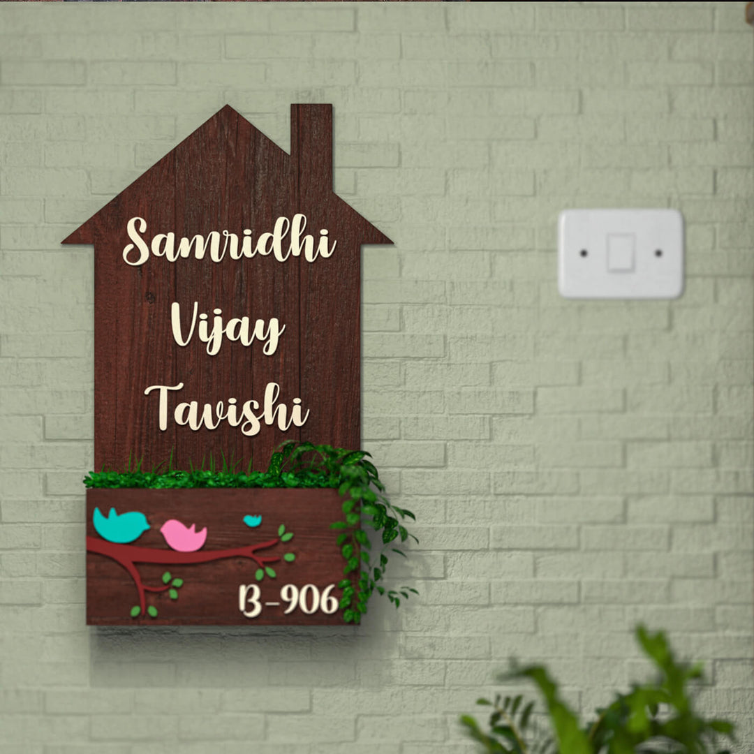 House Shaped Birds Planter Nameboard