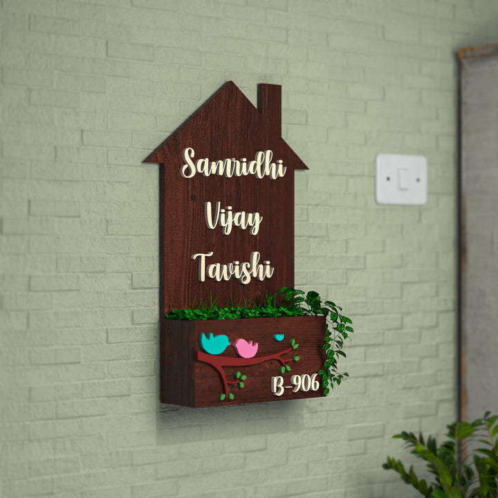 House Shaped Birds Planter Nameboard