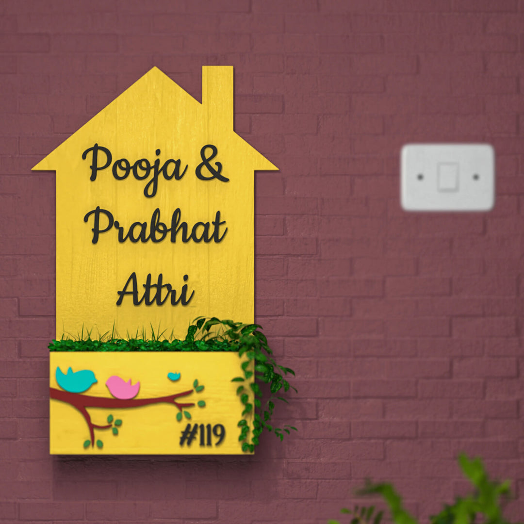 House Shaped Birds Planter Nameboard