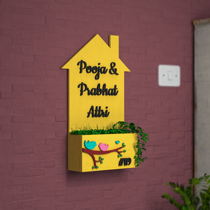 House Shaped Birds Planter Nameboard