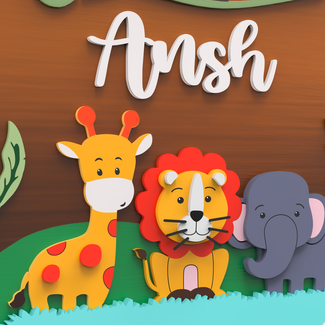 Circular Nameboard for Kids - Jungle Theme