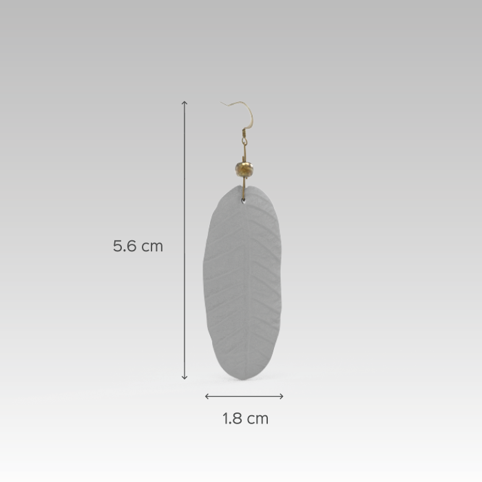 Papier Mache Oblong Leaf Earrings - Green