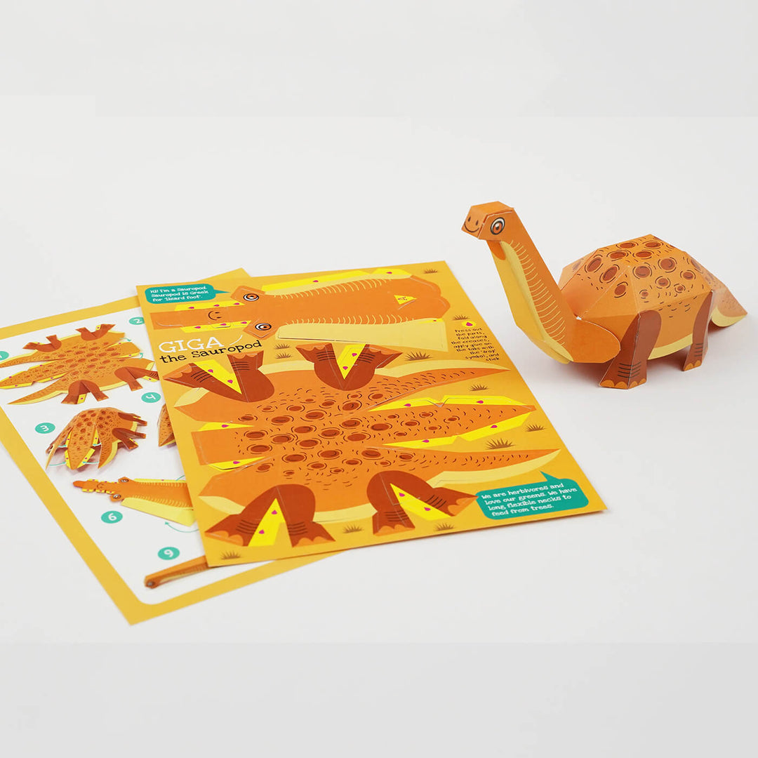 DIY Mini Prehistoric Dinosaurs Paper Craft Kit - Set of 6