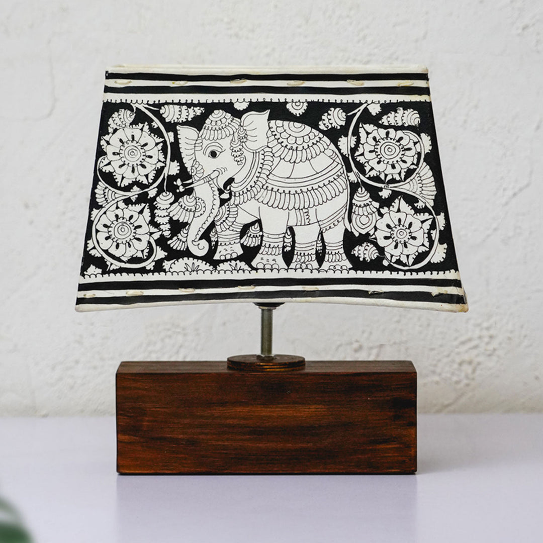 Hand Painted Parchment Leather Tholu Bommalata Lamp