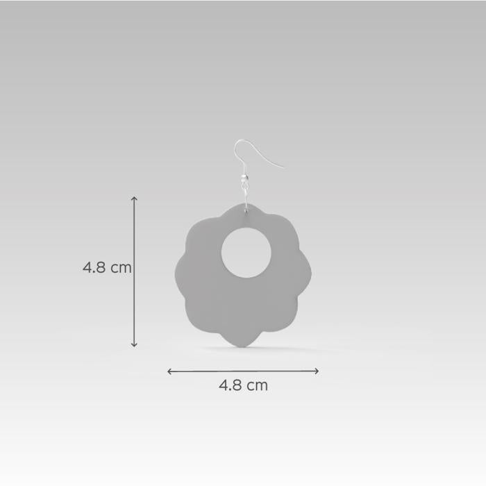 Paper Mache Earrings - Grey Hollow Flower - Zwende