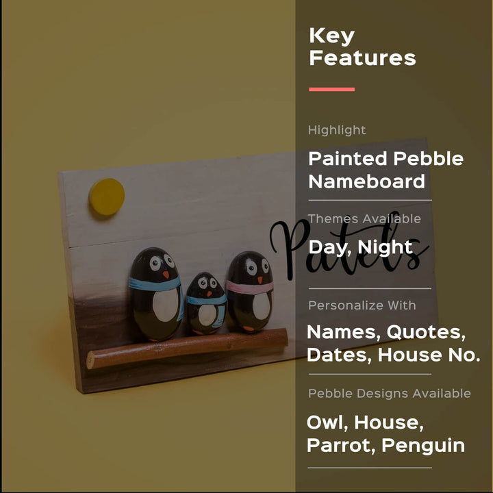 Hand-painted Pebble Art Nameboard For Family Of 3 - Zwende