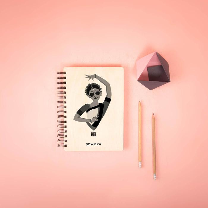 Personalized Monochrome Printed Dancer Diary - A6 - The Indian Raga Collection