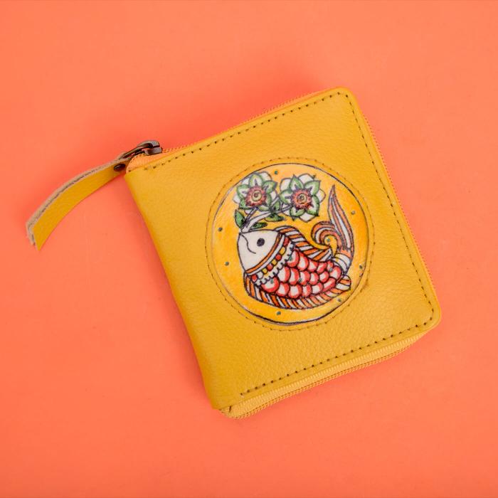 Square Zip Wallet in Yellow