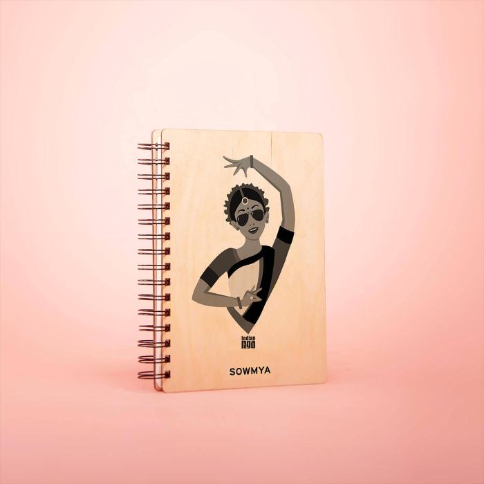 Personalized Monochrome Printed Dancer Diary - A6 - The Indian Raga Collection