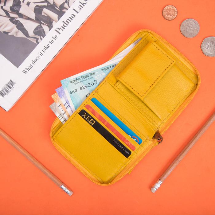 Square Zip Wallet in Yellow