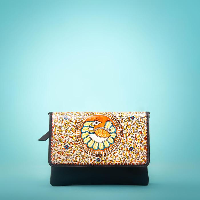 Sling Clutch with Peacock Maze Art