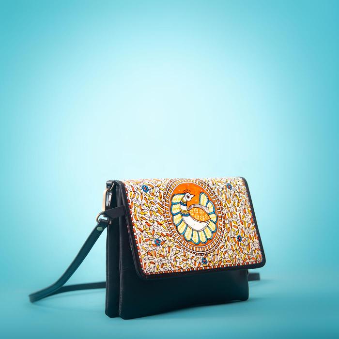 Sling Clutch with Peacock Maze Art