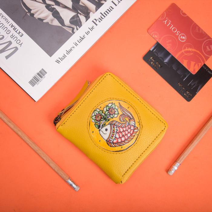 Square Zip Wallet in Yellow