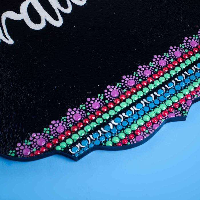 Handpainted Circular Mandala Dot Art Nameplate for Family