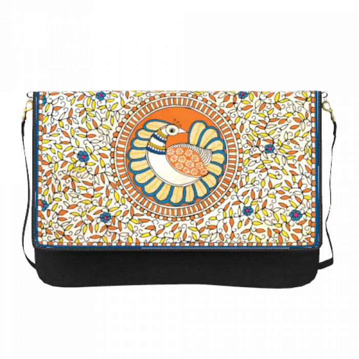 Sling Clutch with Peacock Maze Art