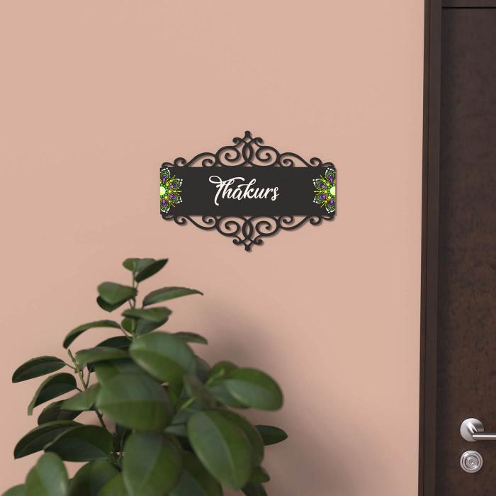 Handpainted Rectangular Victorian Dot Art Nameplate for Family