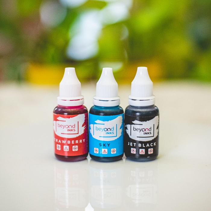 Set of 3 Alcohol Inks- Sky, Strawberry, Jet Black