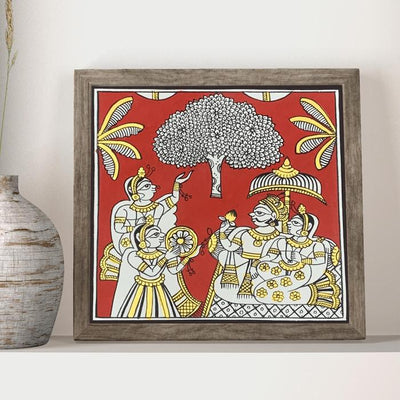 Royal couple with Performers - Paper Phad Painting 120