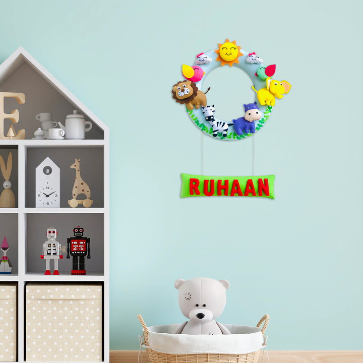 Handmade Personalized Jungle Safari Themed Felt Kids Name Hanging