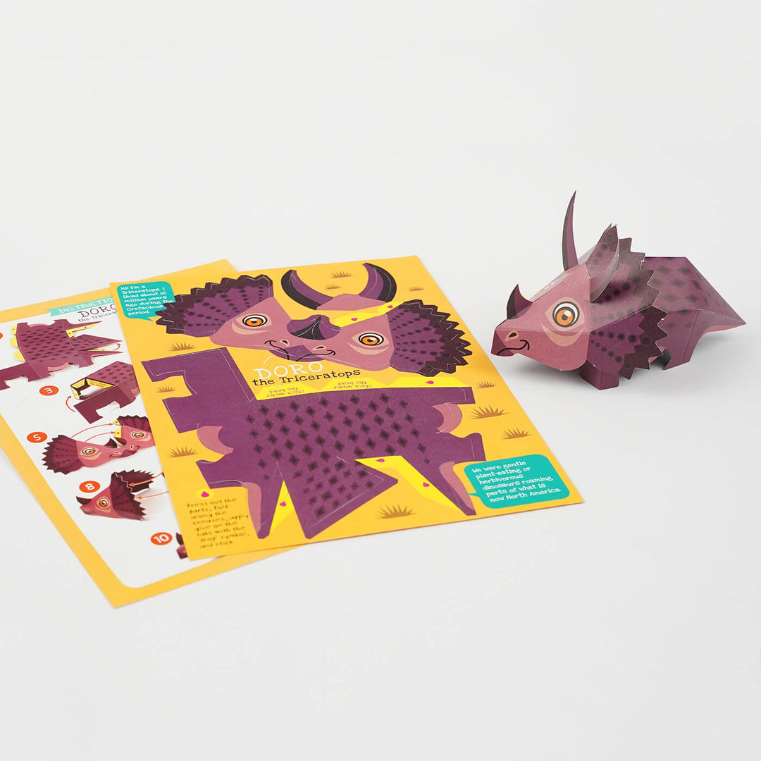 DIY Mini Prehistoric Dinosaurs Paper Craft Kit - Set of 6