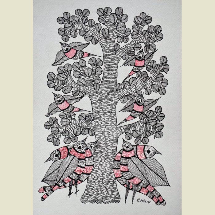 Khag - 2.5x3 ft Gond Painting 75
