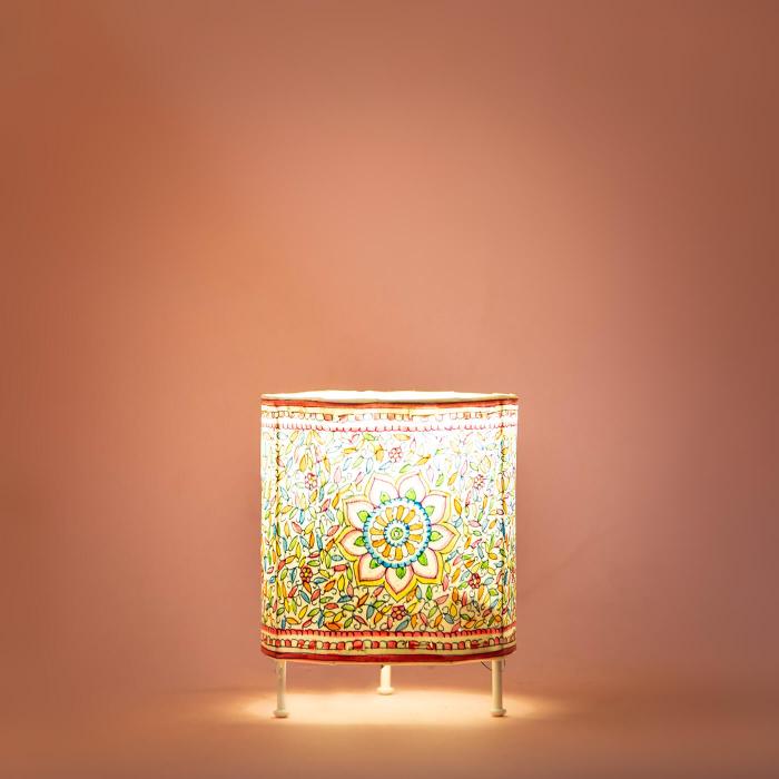 Ocean Flower & Scallops Cylindrical Tholu Bommalata Mini Lamp | 14 inches - Zwende