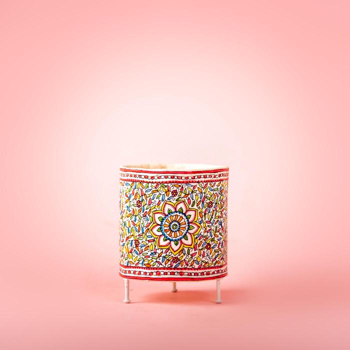 Ocean Flower & Scallops Cylindrical Tholu Bommalata Mini Lamp | 14 inches - Zwende